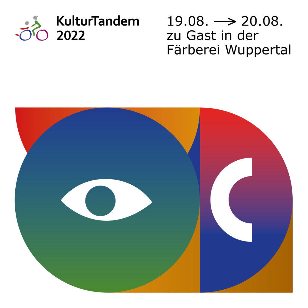 Buntes Logo vom KulturTandem mit Symbolen von Auge und Ohr