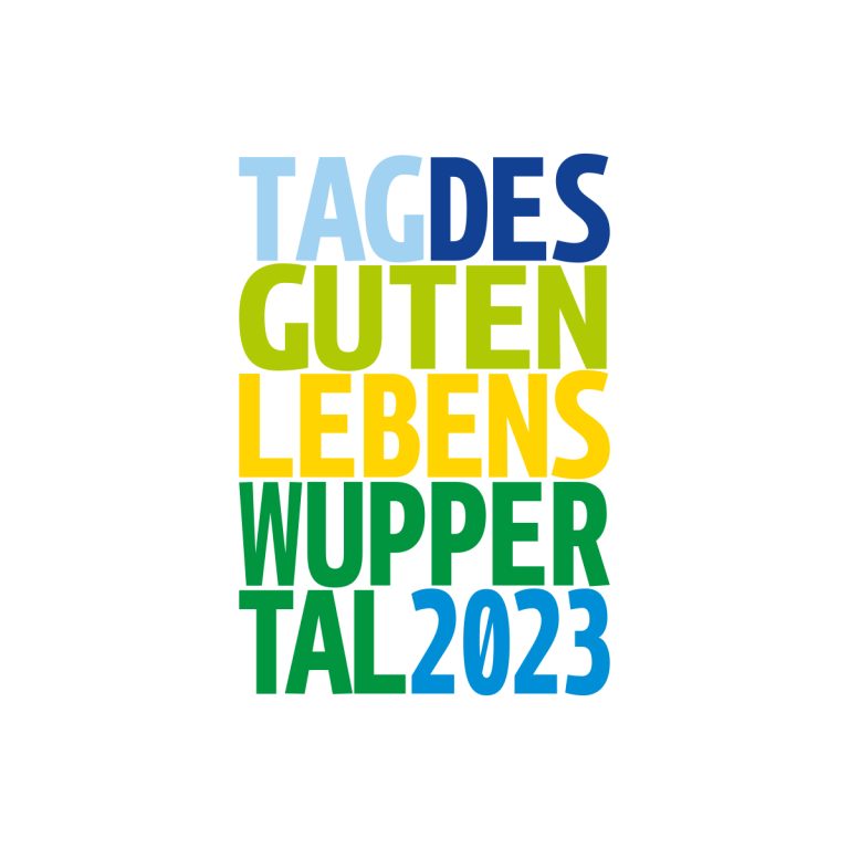 Logo mit Schriftzug in Farben blau grün gelb
